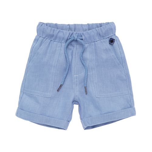 Bermuda de Bebê Masculina Puro Linho - AZUL JEANS