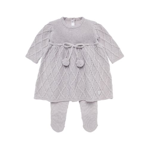 Saída de Maternidade Feminina Tricot com Faixa de Cabelo - CINZA