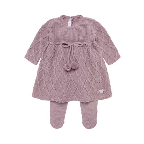 Saída de Maternidade Feminina Tricot com Faixa de Cabelo - ROSA BLUSH