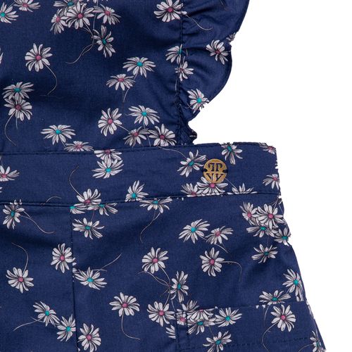 Jardineira de Bebê Feminina Ravel Fio 60 Margaridas - AZUL MARINHO