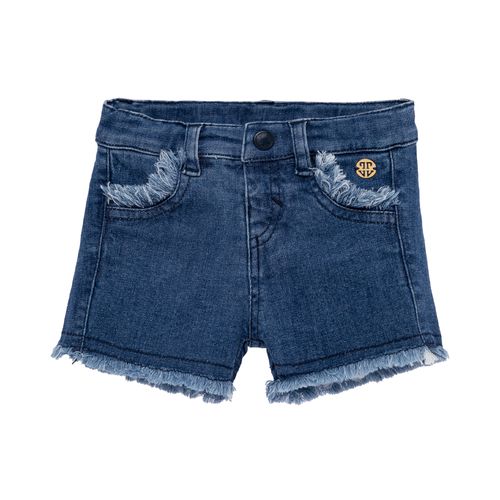 Shorts Jeans de Bebê Feminino Desfiado - AZUL MARINHO