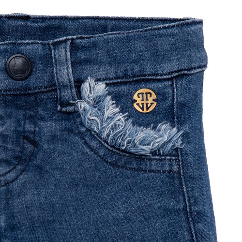 Shorts Jeans de Bebê Feminino Desfiado - AZUL MARINHO