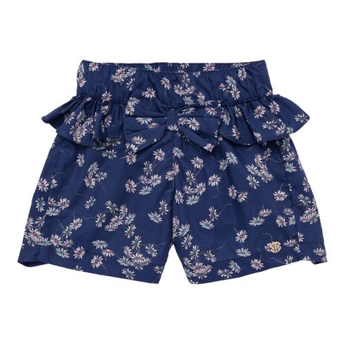 Shorts Infantil Feminino Algodão Egípcio Fio 60 Margaridas - AZUL MARINHO