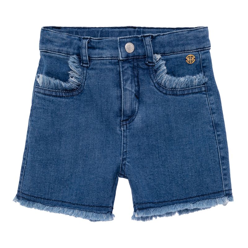 Short Jeans Infantil Feminino com Bolso - Azul (1 a 3 Anos)