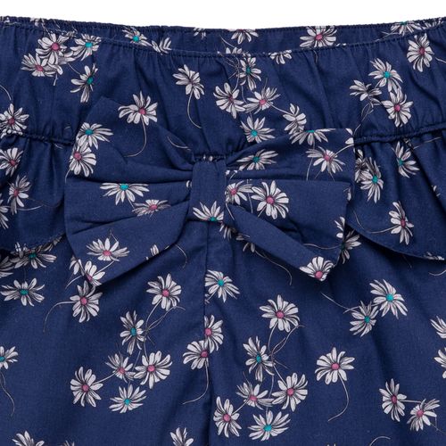 Shorts Infantil Feminino Algodão Egípcio Fio 60 Margaridas - AZUL MARINHO