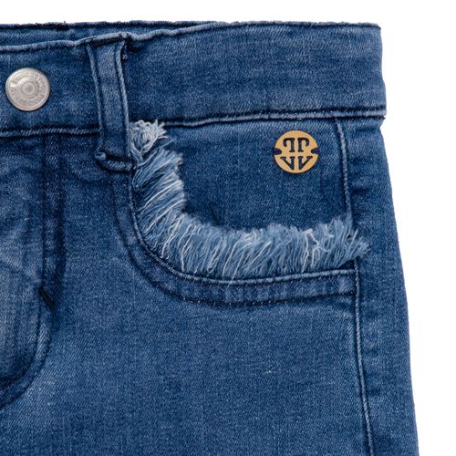 Shorts Jeans Infantil Feminino Desfiado - AZUL MARINHO