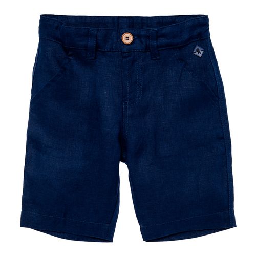 Bermuda Infantil Masculina Puro Linho - AZUL MARINHO