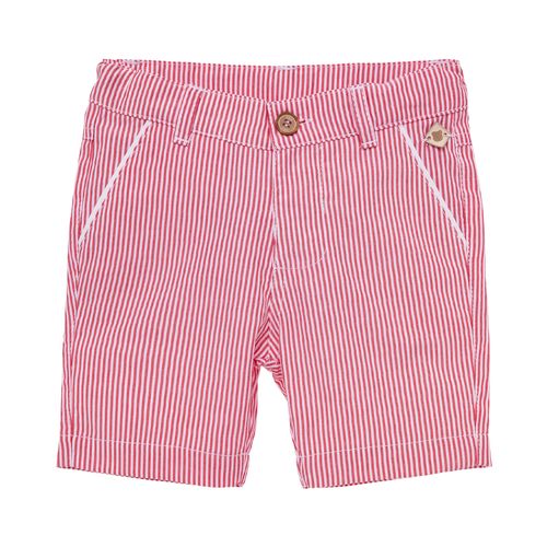 Bermuda de Bebê Masculina Listrada com Bolso - VERMELHO