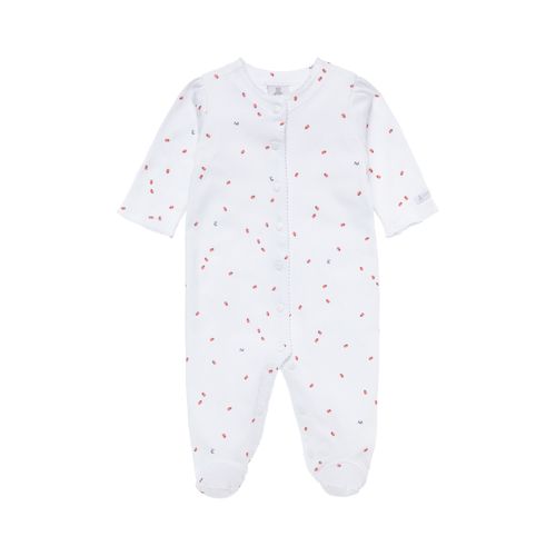 Macacão de Bebê Feminino Longo Algodão Egípcio Joaninha - BRANCO