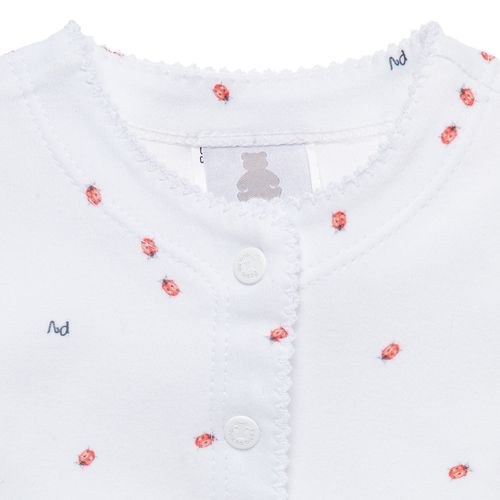 Macacão de Bebê Feminino Longo Algodão Egípcio Joaninha - BRANCO