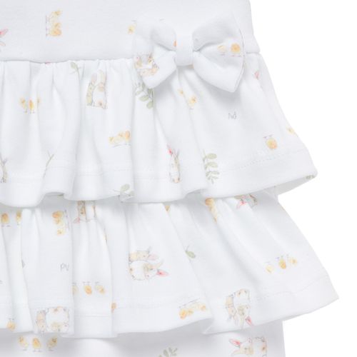 Macacão de Bebê Feminino Longo Algodão Egípcio Coelhos - BRANCO