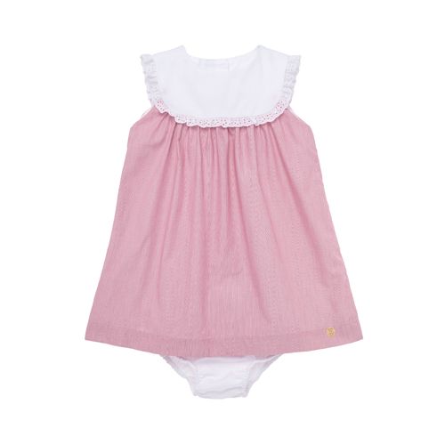 Vestido de Bebê Feminino Algodão Egípcio Listrado - VERMELHO