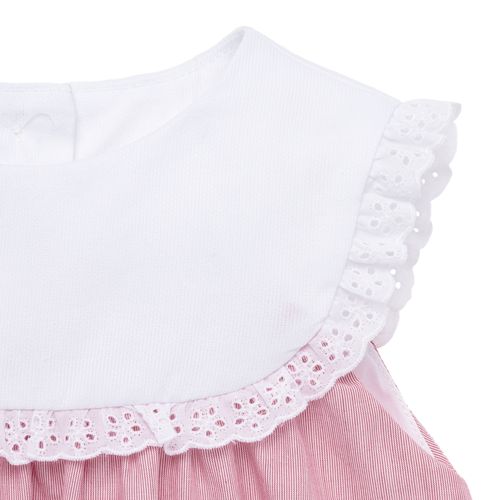 Vestido de Bebê Feminino Algodão Egípcio Listrado - VERMELHO