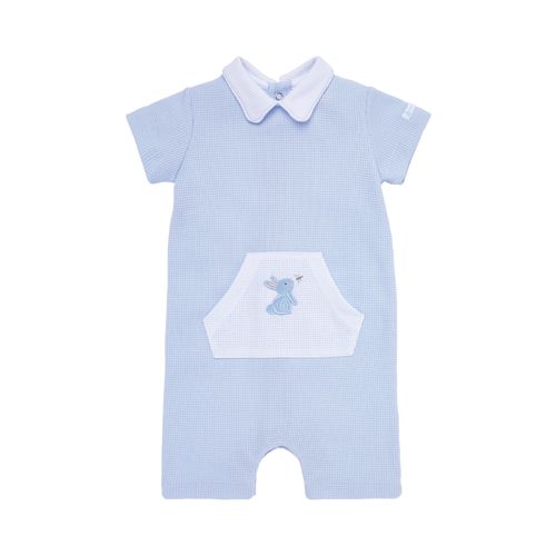 Macacão de Bebê Masculino Curto Favos Coelho - AZUL
