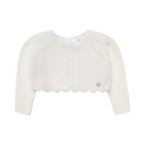 Bolero de Bebê Feminino Tricot Ponto Arroz - OFF WHITE
