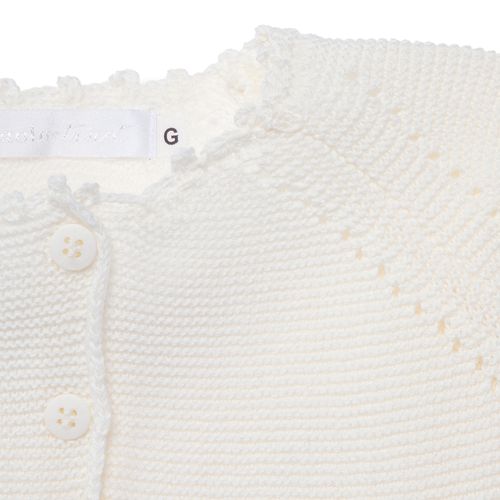 Bolero de Bebê Feminino Tricot Ponto Arroz - OFF WHITE