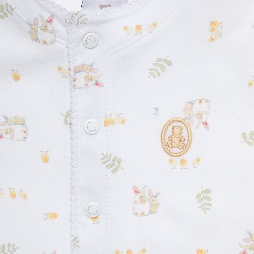 Macacão de Bebê Unissex Curto Algodão Egípcio Coelhos - BRANCO