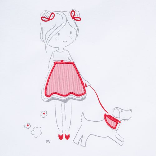 Camiseta de Bebê Feminina Manga Curta Cotton Boneca - BRANCO