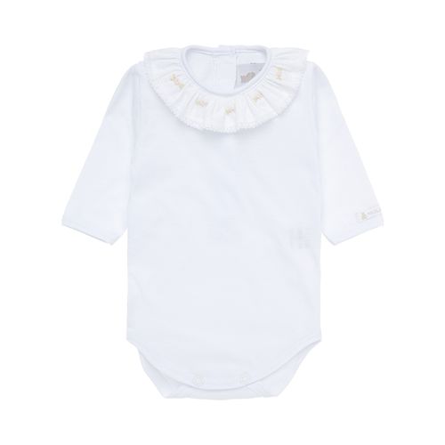 Body de Bebê Feminino Manga Longa Bordado Rococó Renda - ROSA
