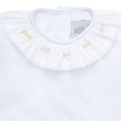 Body de Bebê Feminino Manga Longa Bordado Rococó Renda - ROSA