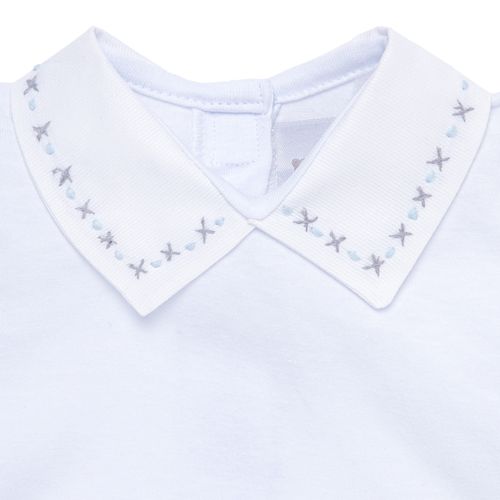 Body de Bebê Masculino Manga Longa com Bordado em X - PRATA/AZ