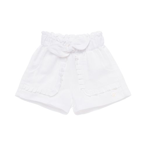 Shorts de Bebê Feminino Viscolinho com Babados - BRANCO