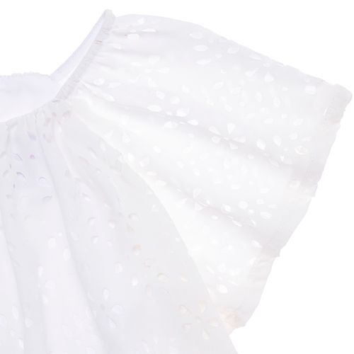 Bata Infantil Feminina Manga Curta Crepe Laise - BRANCO