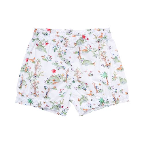 Shorts de Bebê Feminino Algodão Egípcio Floresta - BRANCO