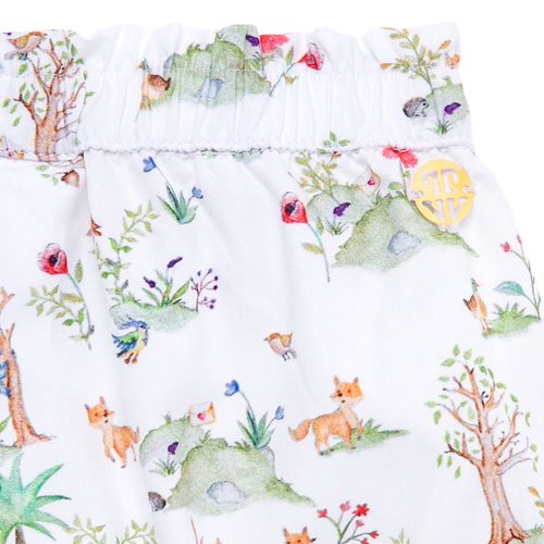Shorts de Bebê Feminino Algodão Egípcio Floresta - BRANCO