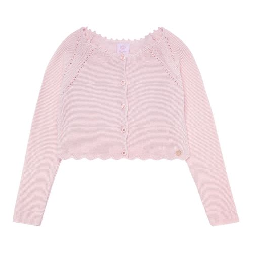 Bolero Infantil Feminino Tricot Ponto Arroz - ROSA PASTEL