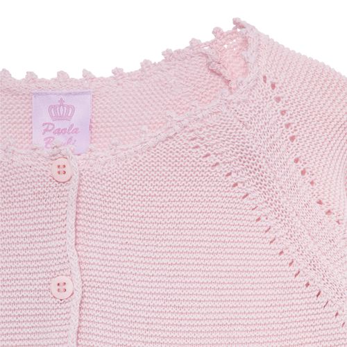 Bolero Infantil Feminino Tricot Ponto Arroz - ROSA PASTEL