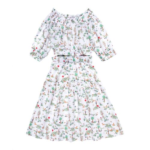 Vestido Infantil Feminino Algodão Egípcio Fio 60 Floresta Lastex - VERDE