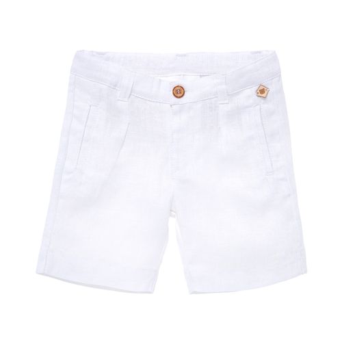 Bermuda de Bebê Masculina Puro Linho - BRANCO
