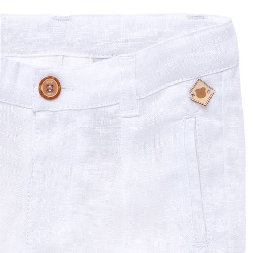 Bermuda de Bebê Masculina Puro Linho - BRANCO