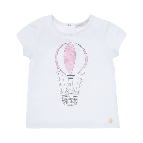 Camiseta de Bebê Feminina Manga Curta Balão - BRANCO