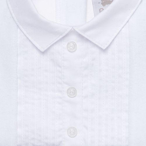 Macacão de Bebê Masculino Longo Plush com Nervuras - BRANCO COM CINZA