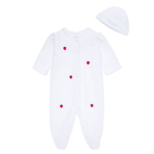 Macacão de Bebê Feminino Longo Microsoft Morango - BRANCO