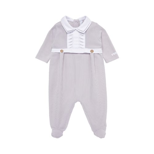 Macacão de Bebê Masculino Longo Mockline Gola Dupla - CINZA