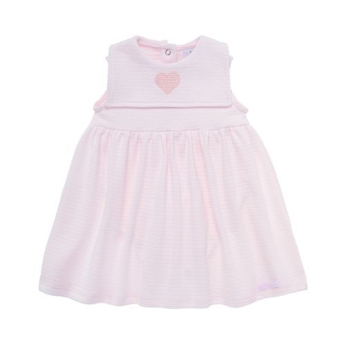 Macacão Vestido de Bebê Feminino Bordado Coração - ROSA