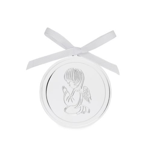 Medalha Santo Anjo Unissex Prata Silver Plated - BRANCO