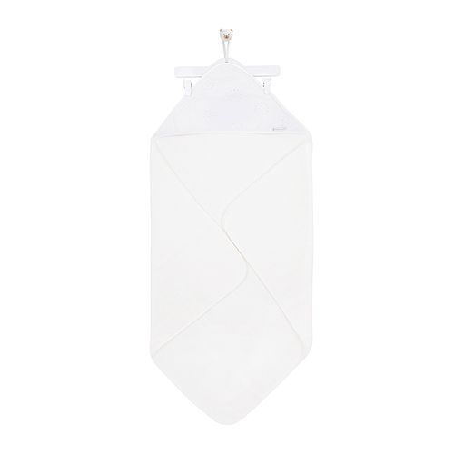Toalha de Banho de Bebê Unissex com Capuz Flor Richelieu - BRANCO