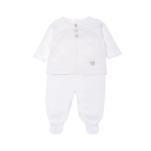 Saída de Maternidade Feminina Tricot Pala Arredondada - BRANCO