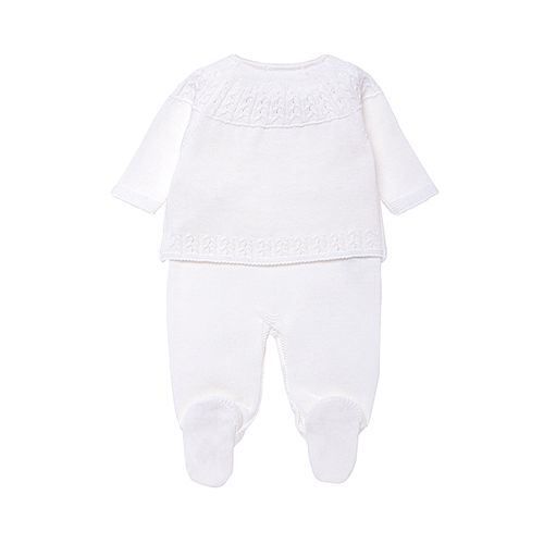 Saída de Maternidade Feminina Tricot Pala Arredondada - BRANCO