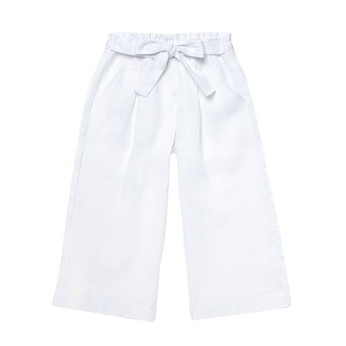 Calça Infantil Feminina Pantacourt Puro Linho - BRANCO
