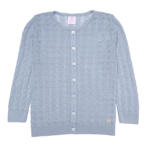 Cardigan Infantil Feminino Rendado - AZUL