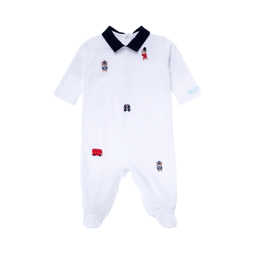 Macacão de Bebê Masculino Longo Plush Cachorro Inglês - BRANCO