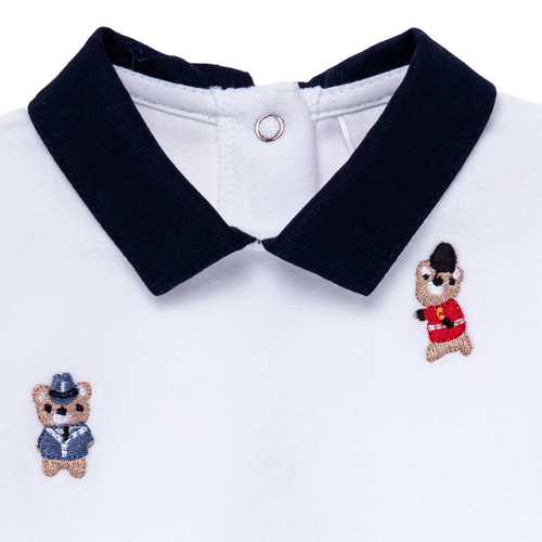 Macacão de Bebê Masculino Longo Plush Cachorro Inglês - BRANCO