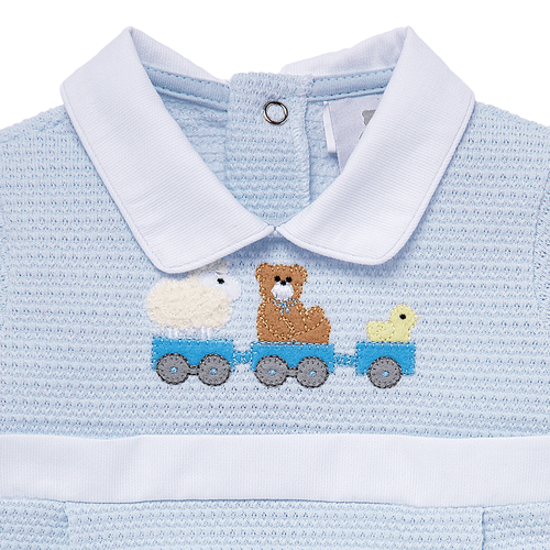 Macacão de Bebê Masculino Longo Tricot Jetty Bichinhos - AZUL BEBE