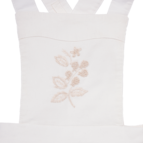 Salopete Infantil Feminina Veludo com Bordado - OFF WHITE