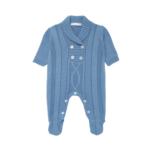 Saída de Maternidade Masculina Gola Xale - AZUL OCEANO